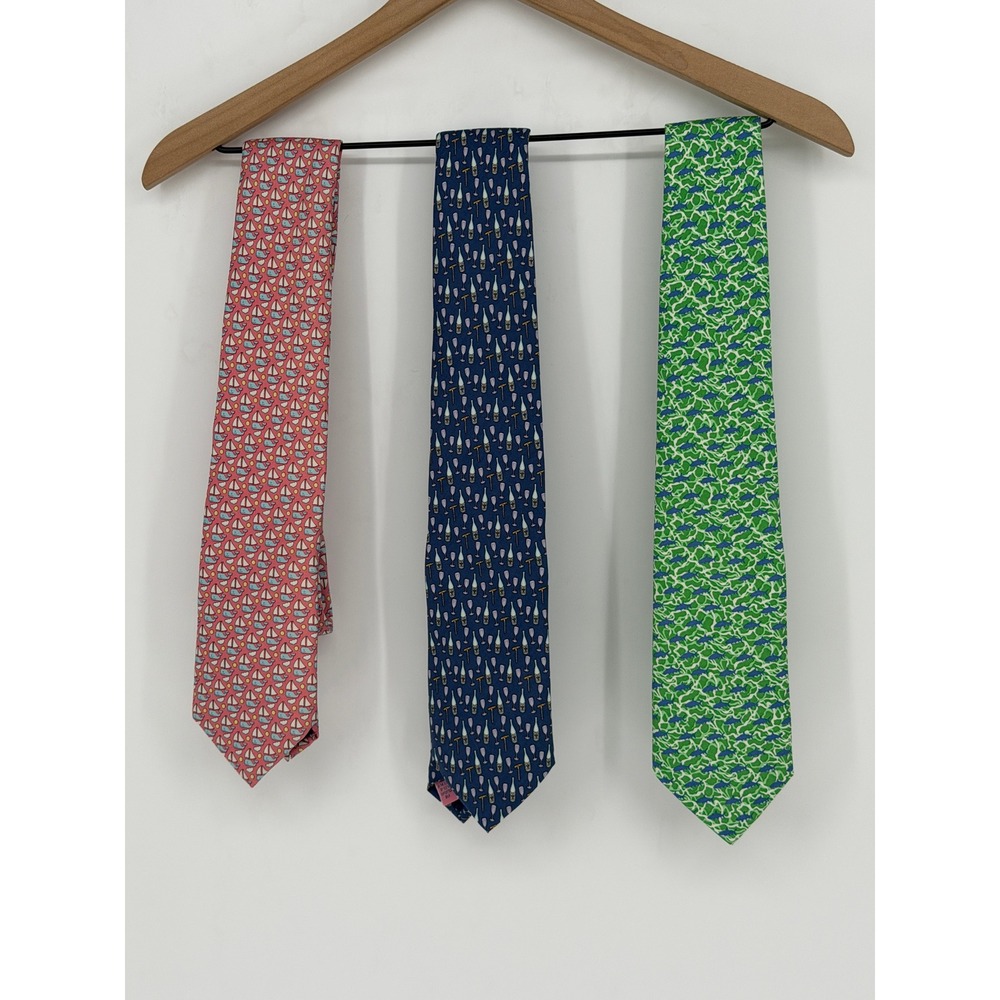 Vineyard Vines Silk Tie Lot Men OS Multicolor Whale Sailboat Wine Shark Preppy